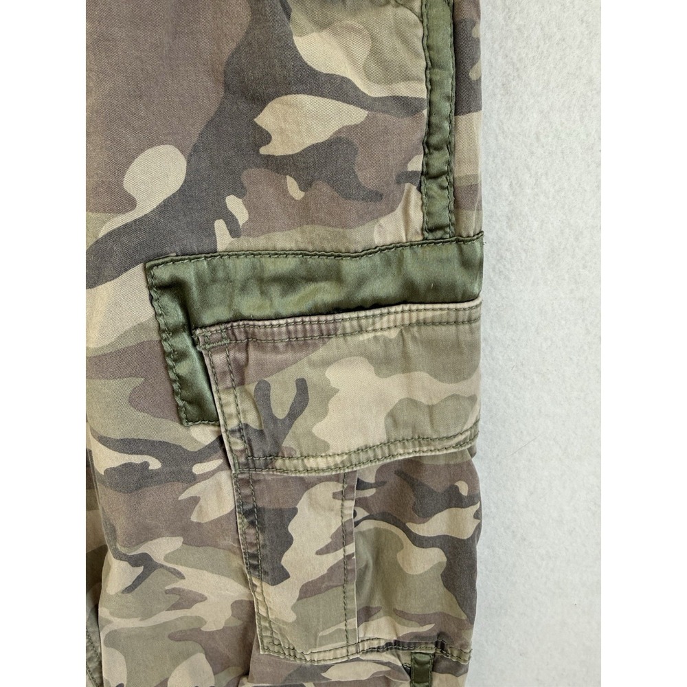 Vtg Abercrombie & Fitch Womens Camo Cargo Pants 0/25 Green Satin Paratrooper Y2K - Picture 3 of 7